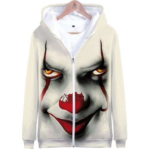 The Pennywise IT Clown Stephen Kings It Zipper Hoodies Men/Women Halloween Party Cosplay Sweatshirt Horror Funny Hoody clotyes
