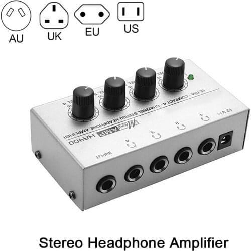 AU UK US EU Plug Ha400 Amplifier Ultra-Compact 4 Channels Mini O Stereo Headphone Amplifier With Power Adapter Black/Silver
