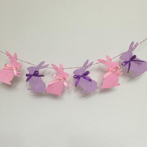 Party Banner Pink Rabbit Bunting Kids Room Decor Hanging Flag Baby Shower Banners Silk Ribbon Wedding Party Decor ZA5933