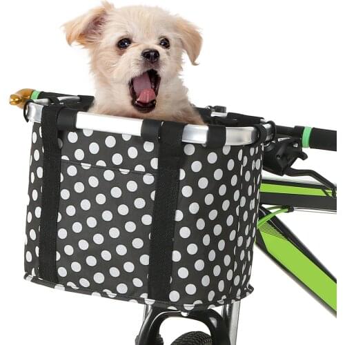 Waterproof Folding Bike Basket Small Pet Cat Dog Carrier Bag Detachable Bicycle Handlebar Front Basket Cycling Front Bag Handbag
