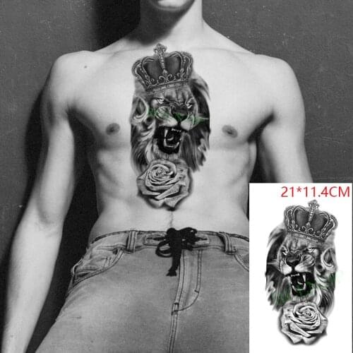 Waterproof Temporary Tattoo Stickers Crown Rose Flower Lion Arm Leg Back Fake Tatto Flash Tatoo Body Art for Women Men