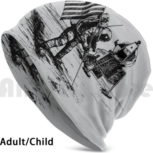 Neil Armstrong Stepping On The Moon Beanies Knit Hat Hip Hop Moon Moon Landing Apollo 11 Astronaut Spaceman Neil