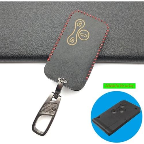 High Quality 100% Leather Car Key Case Cover Wallet For Renault Megane R.S. Scenic Card 3 Buttons Key Smart Remote Key Shell