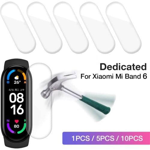 10pcs Screen Protective Film For Xiaomi Mi Band 6 Accessories Full Screen High Transparency 3D HD TPU Nano Soft Protector Cover