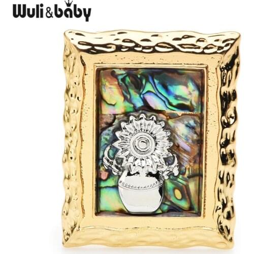 Wuli&baby Sunflower Picture Brooches Women 2-color Flower Party Office Broocoh Pins Gfits