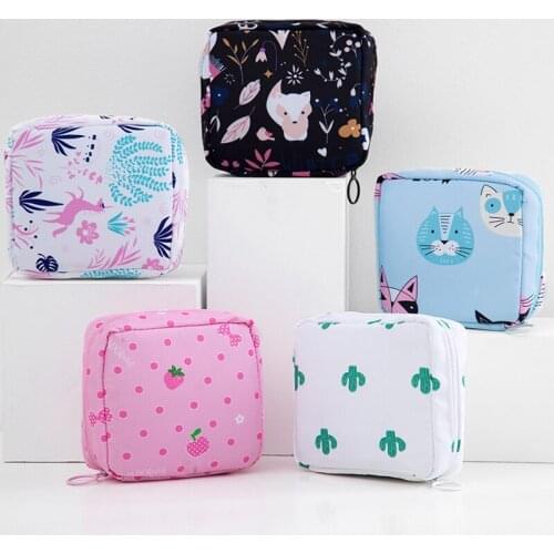 Women Tampon Storage Bag Sanitary Pad Pouch Napkin Cosmetic Bags Organizer Portable Makeup Bag Girls Tampon Holder Organizer