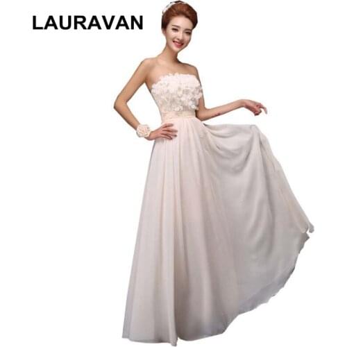 Ladies long strapless chiffon sweetheart waist girls bridesmaids robes bridesmaid dress champagne dresses gown