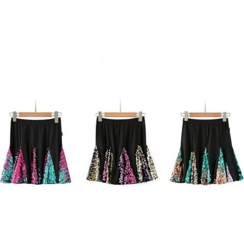 Women Lady Latin Dance Sequin Skirt Dress Salsa Tango Ballroom Rumba Dancewear 904-B045