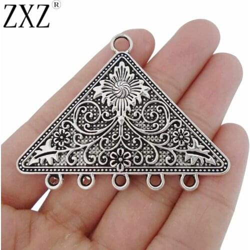 ZXZ 5pcs Tribal Large Triangle Connector Pendant Bohemian Boho Multi Strand Pendants for Necklace Jewelry Making