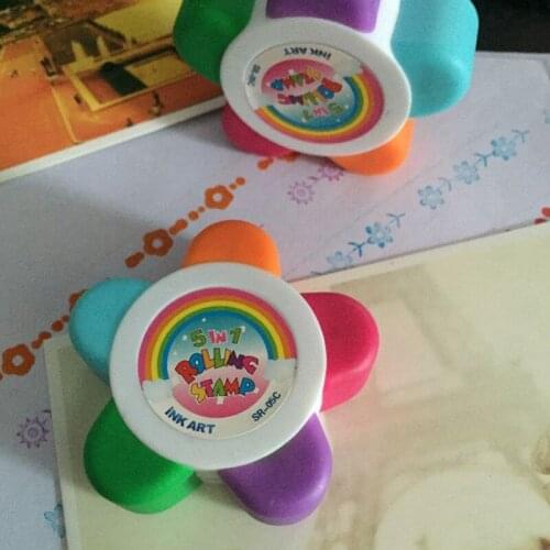 1pcs Kids Flower Scroll Stamper Self Inking Drawing Toy Children Custom Plastic Rubber Painting Toys