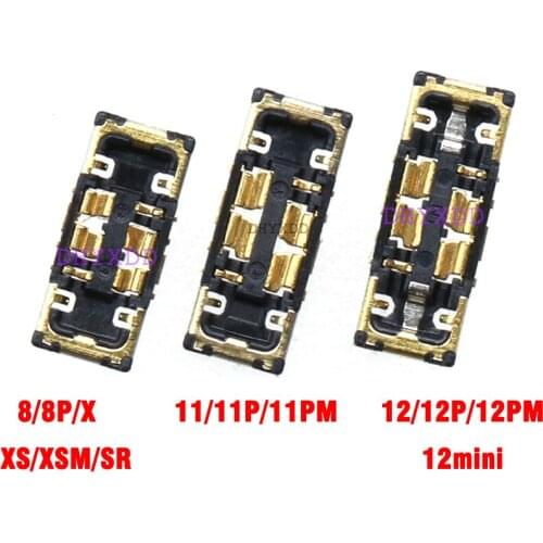 10pcs Inner Battery FPC Connector Clip Contact Replacment for iPhone X XSM SR 8 8P 11 12 12pro /iphone 12mini on Board