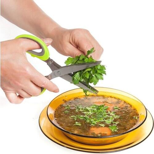19cm Minced 5 Layers tool Cutter scissor Herb Kitchen Chopped cut Spices Cook Basil Scallion Laver Rosemary Shredded