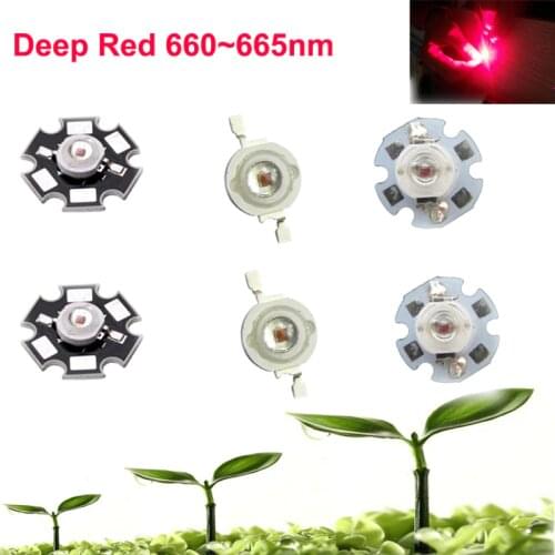 2 5 10 20 50 100pcs 1w 3w Deep Red 660nm ~ 665nm EPILEDS LED Light Bead Bulb Part Diode For Plant Grow With 20mm / 16mm Plate