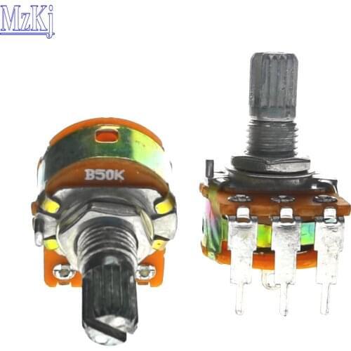 2PCS Single Potentiometer WH148 B10K B50K B100K B500K Small Bent Foot With Switch For Amplifier Audio 50K 100K