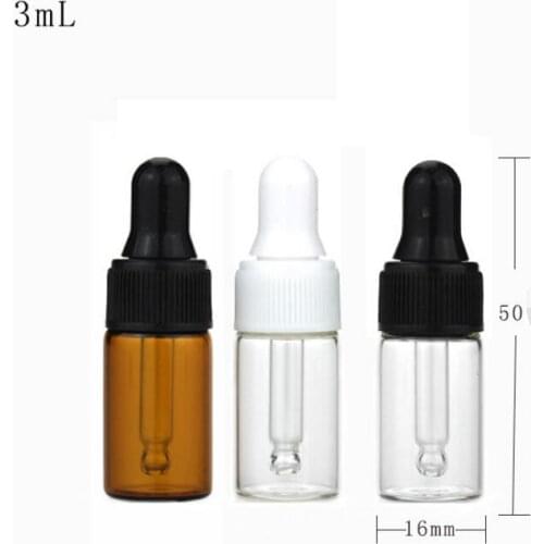3ml Mini Amber Glass Dropper Bottle Empty Portable Perfume Samples Essential Oil Bottle LX1331
