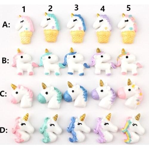 8Pieces Slime Charms With Colorful Unicorn Resin Flatback of Slime Beads for Ornament Scrapbook DIY Crafts