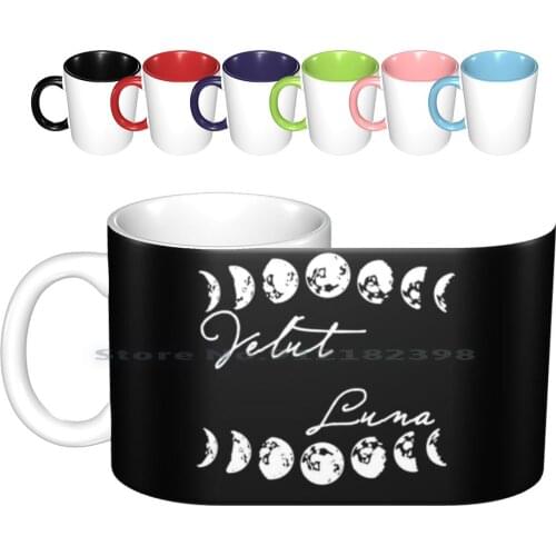 Velut Luna White Ceramic Mugs Coffee Cups Milk Tea Mug Witch Portrait Graphic Occult Psychic Simple Crystal New Age Mystic