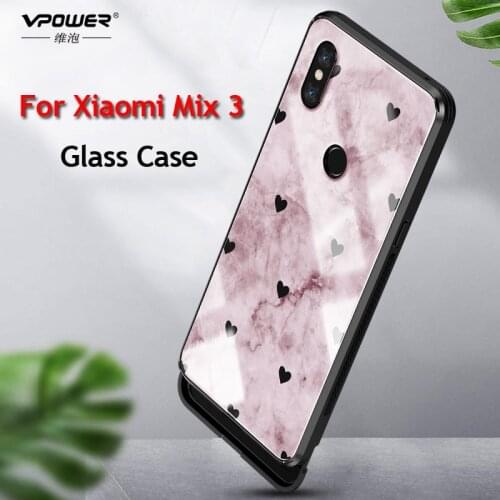 Slide glass painted cases For Xiaomi mi Mix 3 case tempered love shockproof Phone cases for xiaomi mi mix3 mix 3 Luxury shell
