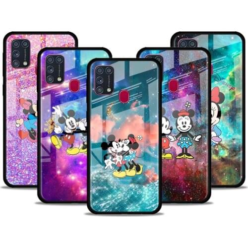 Mickey Minnie colorful for Samsung Galaxy S21 Ultra A71 A51 4G 5G A91 A81 A41 A31 A21 A11 A01 Tempered Glass Phone Case