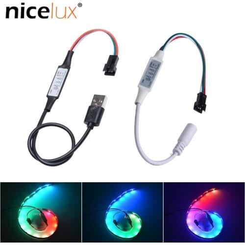 DC USB 3key Button Control Dimmer for 5V 3pin WS2812 RGB 5050 LED Pixel Strip Module Light with JST Connector WS2812B Controller
