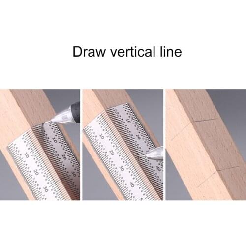 Woodworking Scribing Tool Right Angle Ruler Scale Hole Marking Gauge Vertical Line Marker Scriber Tool with Hole