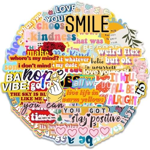 40Pcs Colored Inspirational Classical Motivational Words Stickers Waterproof Refrigerator Skateboard Car Accessories Sticker