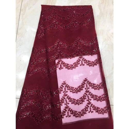 French Lace Fabric African Embroidery Tulle Lace Fabric Nigeria Sequined Lace Fabric Wedding Party Dress D41801