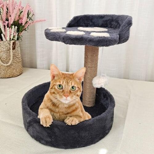 Cat tree cat jumping platform footprint cat scratching post plush cat climbing frame cat litter sisal rope climbing frame