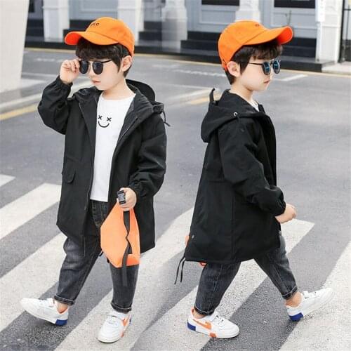 Boys jacket spring and autumn models big boy 2020 new jacket hooded long windbreaker 13 big childrens mens clothing