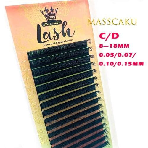 MASSCAKU 1 Case Eyelashes Maquiagem 16 Rows Individual Eyelash Premium Soft Mink Eyelashes High Quality Faux Cils