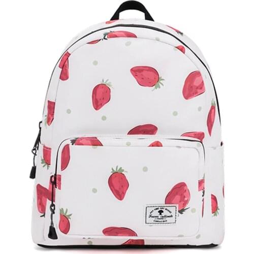 Mini Cute Backpack Strawberry Printing Bag Woman Teenage Girls Backpack Water Resistant Small Bag Kids School Bag Travel Bagpack
