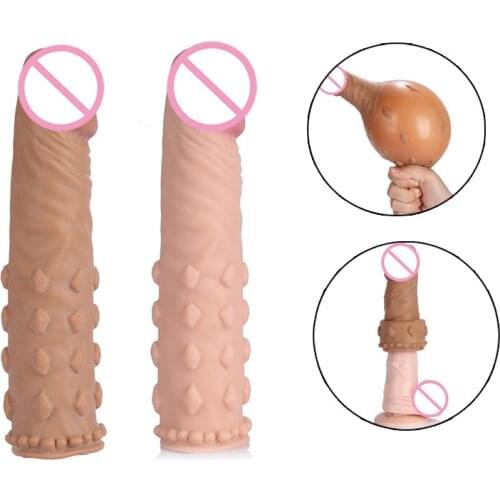 Reusable Condom Dildo Vibrator Penis Extender Enlargement For Men Delayed Ejaculation Adult Lasting Product Penis Sleeve Sex Toy