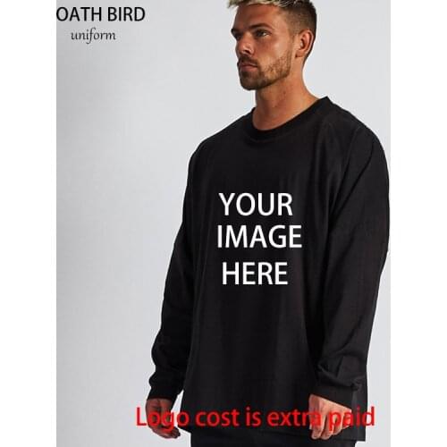 Mens Loose Fitness Oversized Long-Sleeved Printing T-shirt Blank Custom Logo Tshirts