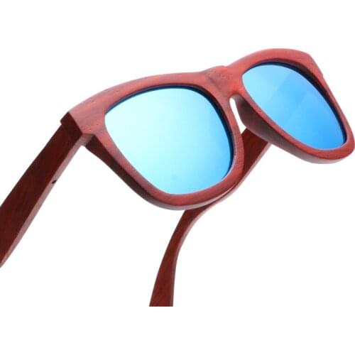2019 Vintage Polarized Brown Blue Sunglasses for Men,Red Wood Frame Sun Glasses Beach Anti-UV Eyeglasses gafas de sol mujer