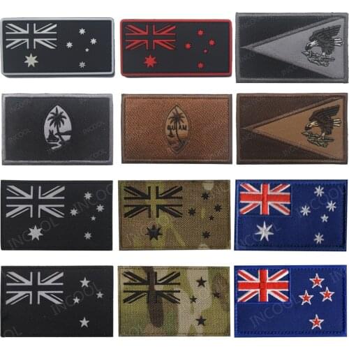 Australia New Zealand Samoa Guam Flag IR Reflective Rubber Embroidered Patches Military Patches Oceania Embroidery Badges