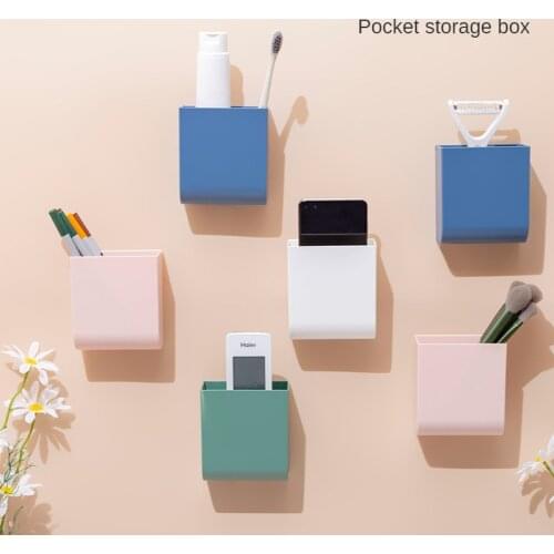 Remote Control Storage Box Wall Mounted Air Conditioner No Perforation Remote Control Bedside Mobile Phone Storage Rack