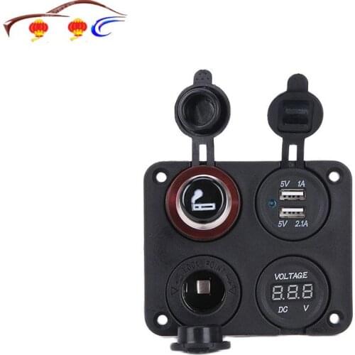 New Multi-function RV Yacht Special Switch Panel Car Mobile Phone Charger Car Cigarette Lighter Car Voltmeter Digital Display