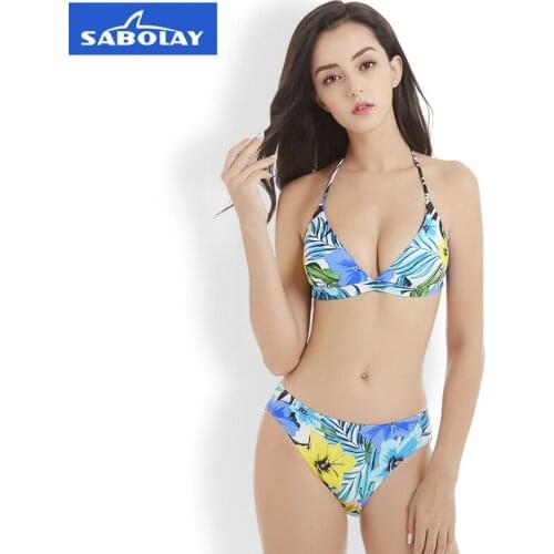 2021 new beautiful size printed bikini split swimsuit two-piece suit