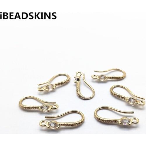 New arrival! 19x4mm 50pcs Copper/Zircon Ear hook/ Connectors for Earrings parts,hand Made Earrings Findings Jewelry DIY