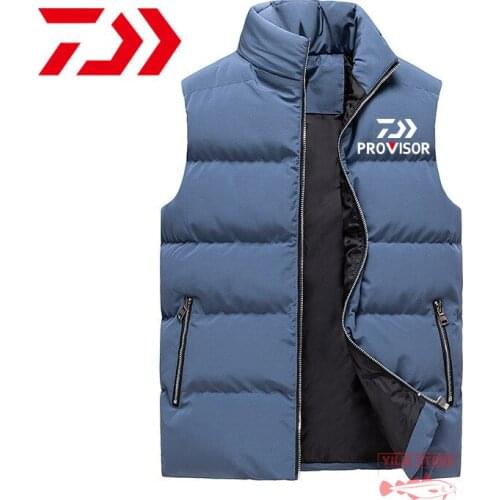 Daiwa Fishing Clothes Mens Warm Sleeveless Vest Autumn and Winter Fashion Casual Breathable Coat Cotton Comfortable Down Jacket