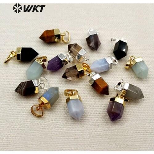 WT-P1279 Wholesale Fashion Natural Crystal Stone 10mm Pendant With Hat Crystal Quartz Cylinder Shape Pendant For Jewelry DIY