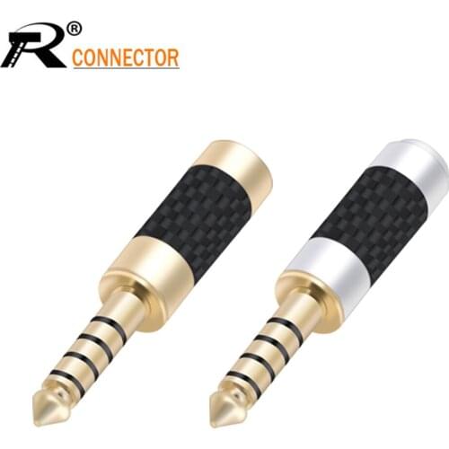 1pc Carbon Fiber Jack 4.4mm 5 Poles Male Full Balanced Headphone Plug Gold-plated Audio Adapter Solder Connector for 6mm cable