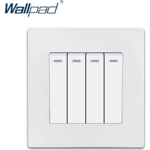 2019 New Arrival 4 Gang 1 Way Wallpad Luxury White Wall Light Switch Rocker Switch 10A AC110~250V PC Panel