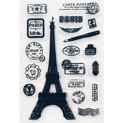 11*16CM Iron Tower Transparent Clear Stamps / Silicone Seals Roller Stamp For DIY Scrapbooking Photo Album/Card Making