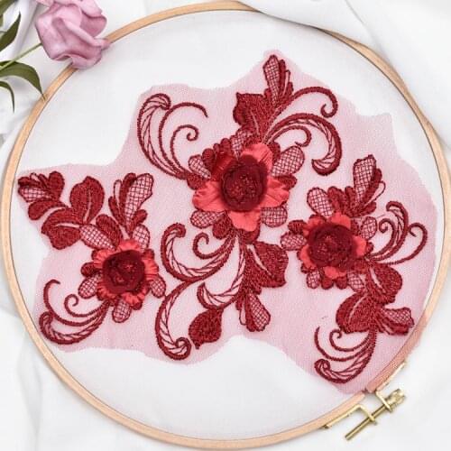 Multicolor DIY Handmade Beaded Applique Flower Patch Wedding Dress Accessories Lace Mending Clothes