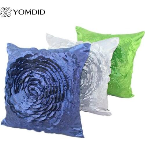 Flower Embroidered Cushion cover Cationic brocade Polyester Pillowcase European Style Decorative Car Sofa Bed Cushion covers