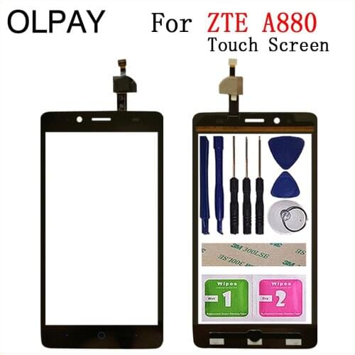 Mobile Phone TouchScreen 5.0" inch For ZTE A880 Touch Screen Glass Digitizer Panel Lens Sensor Tools Free Adhesive + Wipes