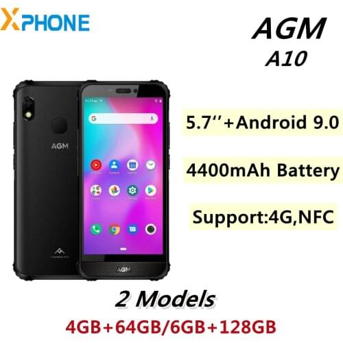 AGM A10 Rugged Phone 4GB 64GB / 6GB 128GB Quad Core 5.7 inch Android 9.0 4400mAh Battery Support 4G NFC Smartphone