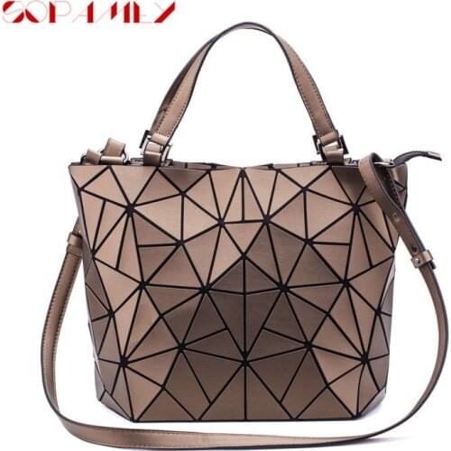 Fashion Women Shoulder Bags Geometic Lingge Bucket Bag Female Plain Folding Bags Zipper Messenger Bag Handbags Tote Purse bolso
