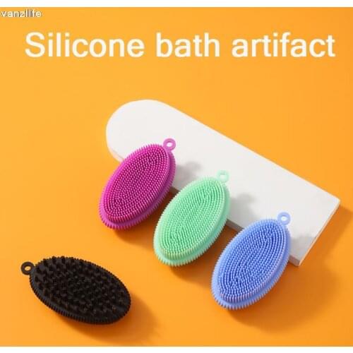 Vanzlfie Childrens bathroom silicone shampoo bath cleaning brush multi-functional double-sided massage brush bath scrub bath